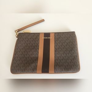 MK Michael Kors Brown Logo Clutch/Wristlet